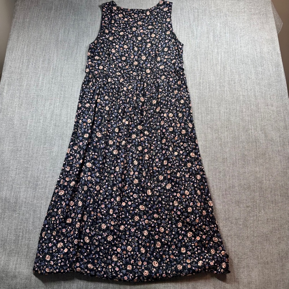 Erika & Co Maxi Dress Womens Small Navy Floral  Rayon Side‎ Tie Boho - Picture 3 of 12